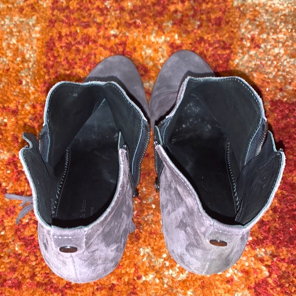 Rag & Bone Suede Tassle Double Zipper Booties Gray - Picture 8 of 10